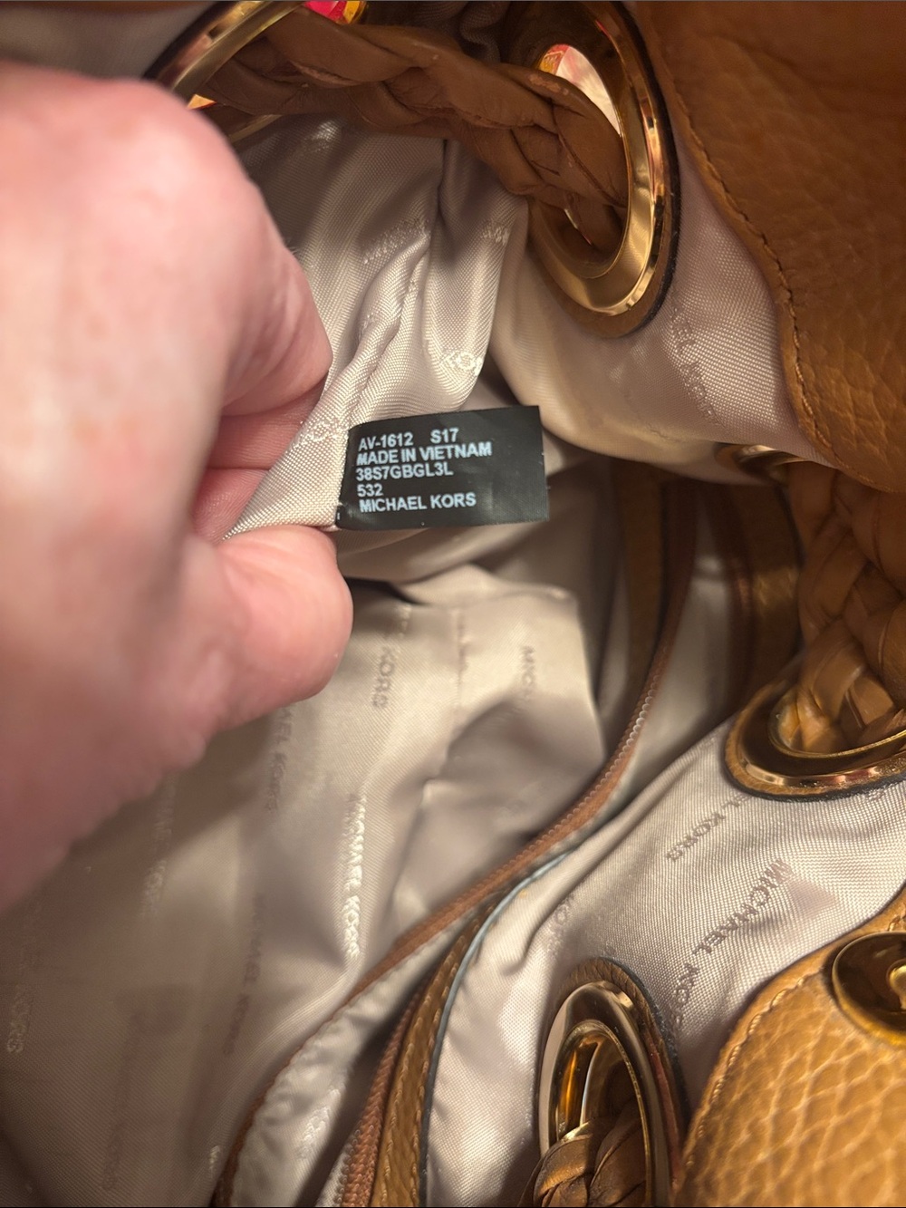 Michael Kors Cognac Brown Pebbled Leather Hobo with Tassel - Picture 9 of 13